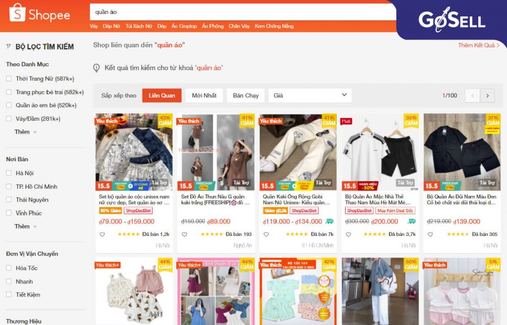 Sử dụng Shopee để kinh doanh quần áo Online